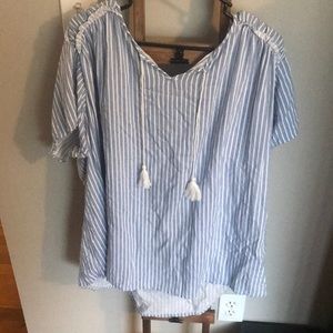 Evri blue and white striped top